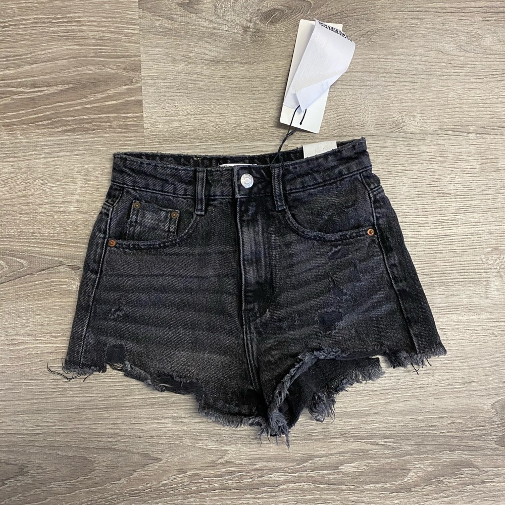 zara black high waisted shorts